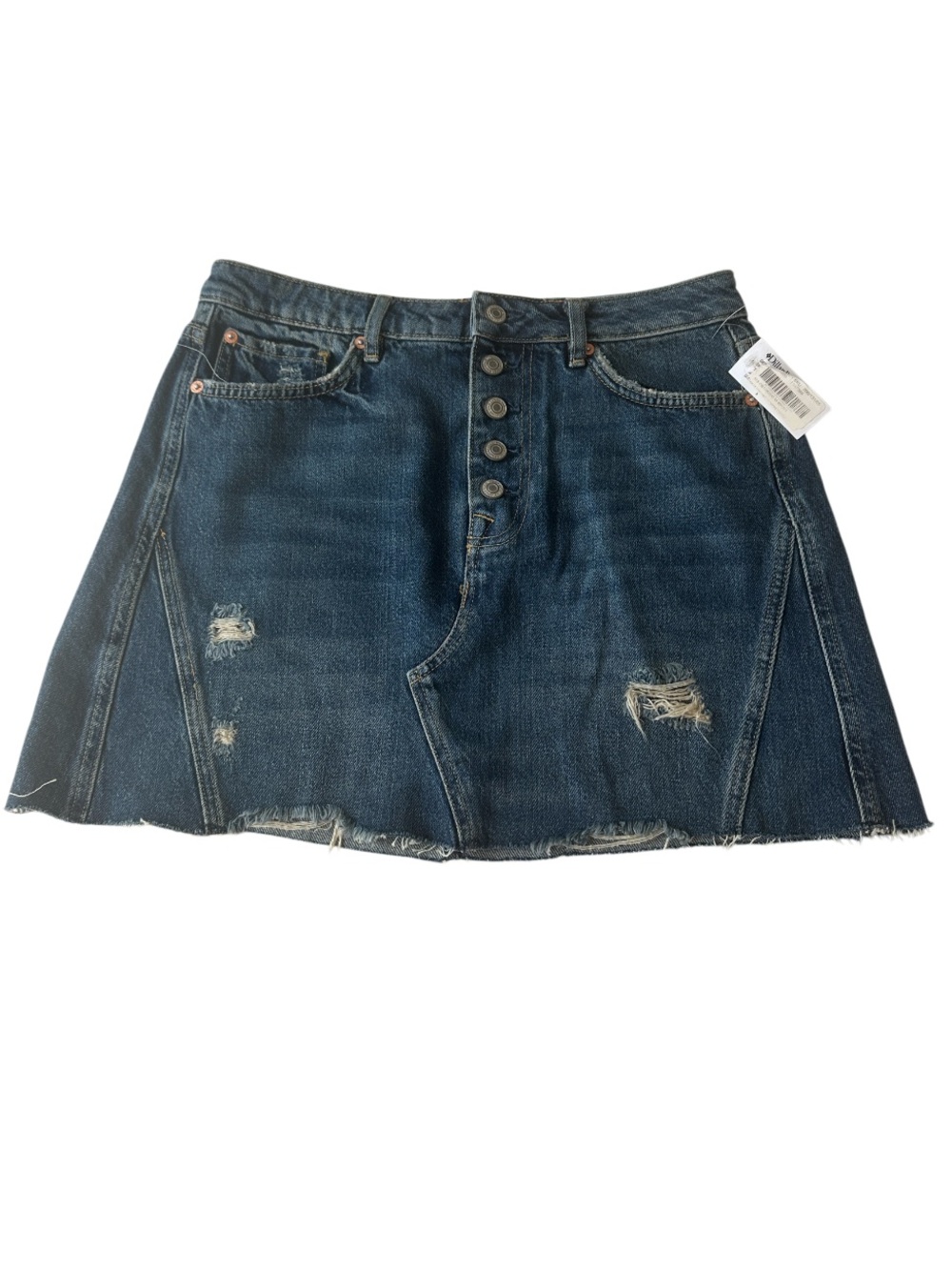Free People "Harvey" Distressed Denim Mini Skirt